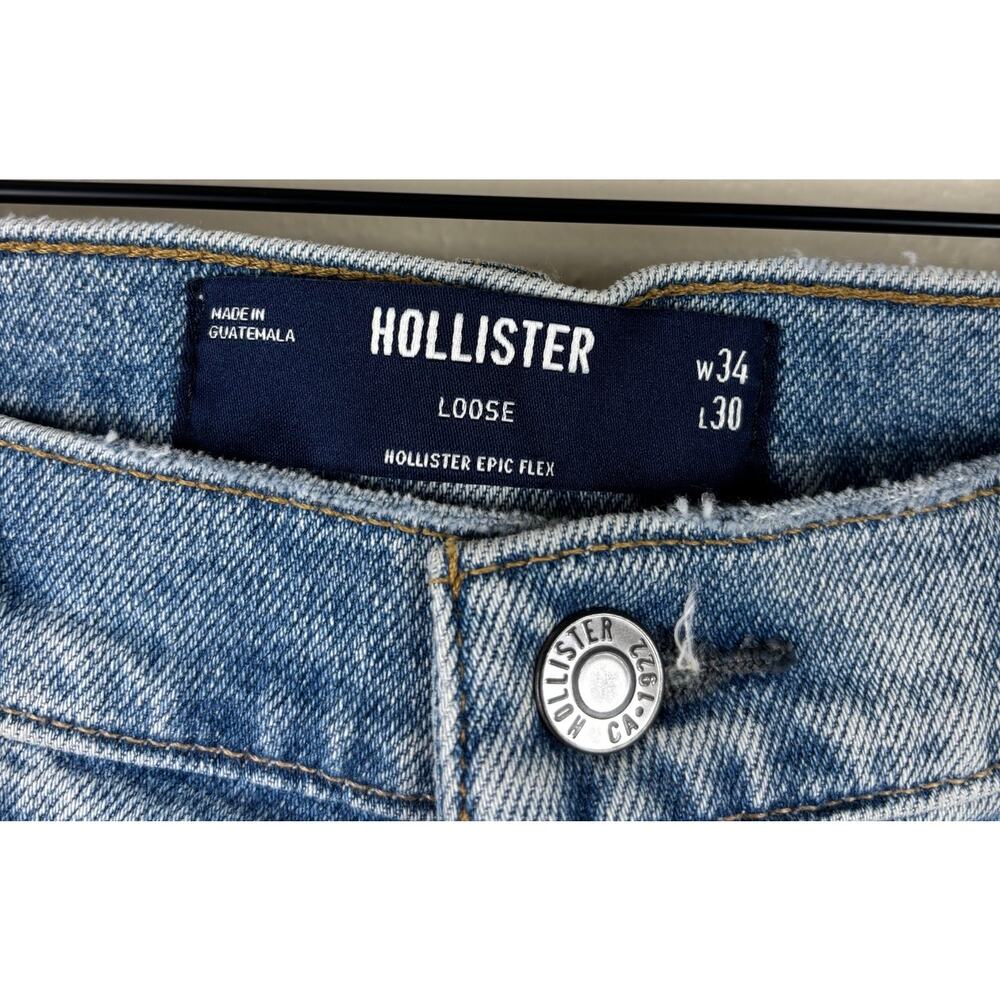 NWT Hollister Epic Flex Loose Men's Jeans 34 x30 Light Wash - Picture 8 of 12